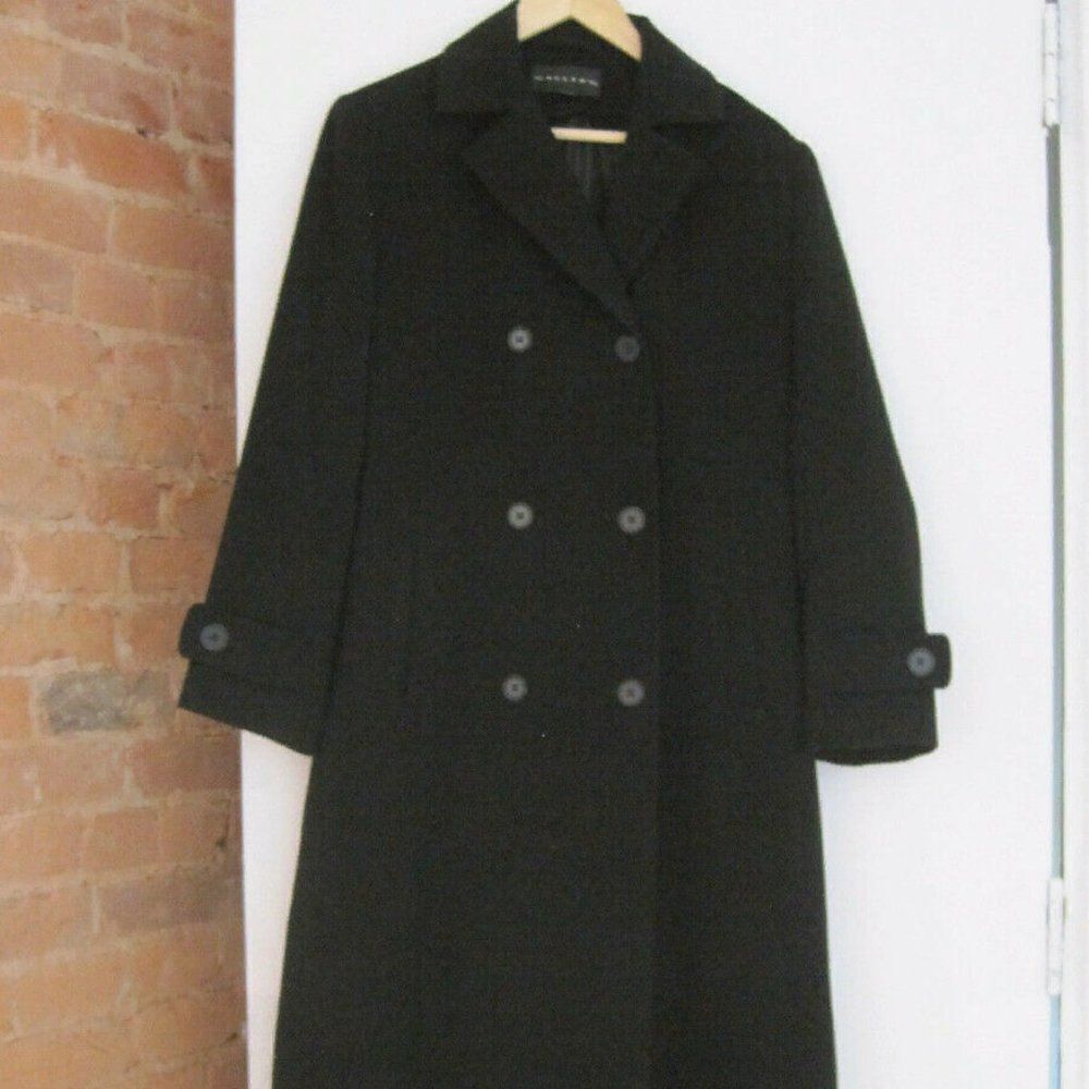 GALLERY Trench Coat Size 1 Womens Long Black